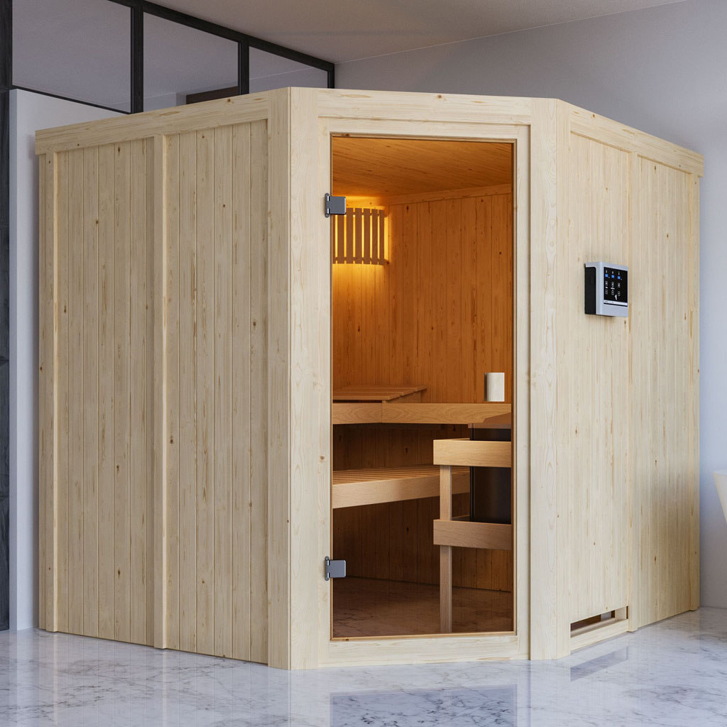 Bild von Woodfeeling 68 mm System Aktionssauna Sauna KOTKA