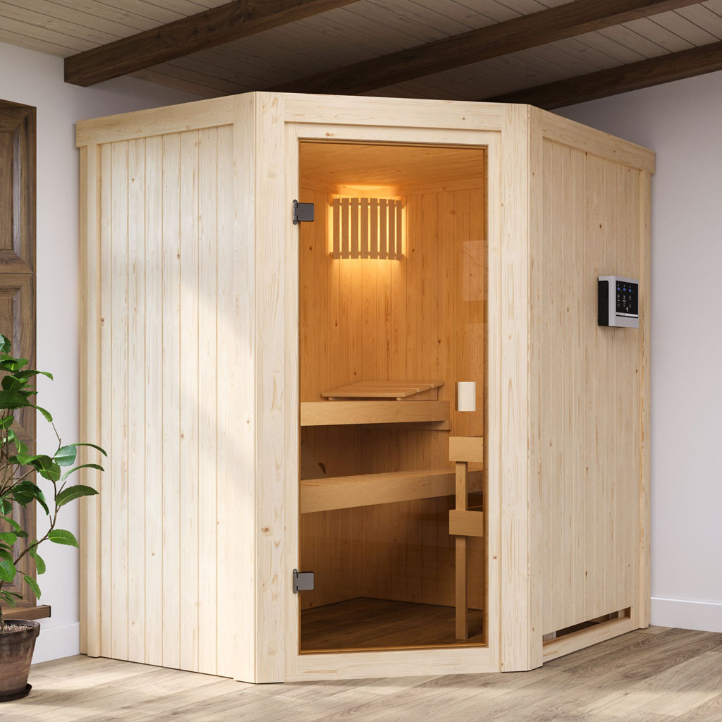 Bild von Woodfeeling 68 mm System Aktionssauna Sauna FAURIN