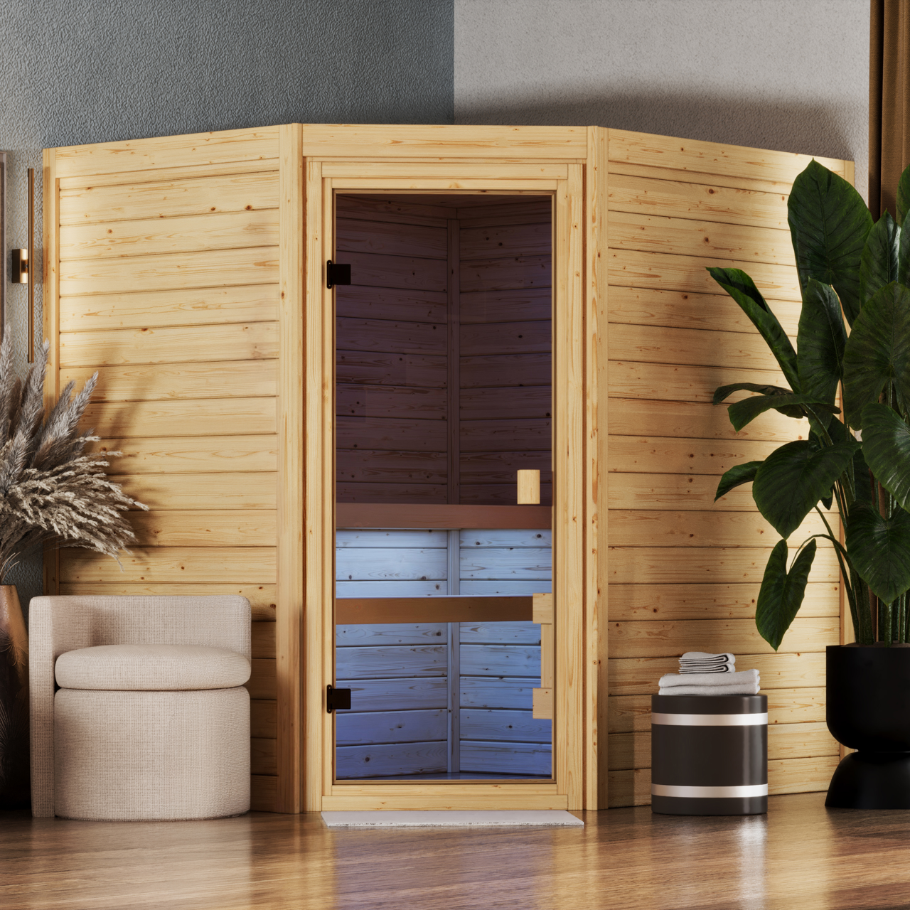 Karibu 28 mm Sauna Espoo Eckeinstieg