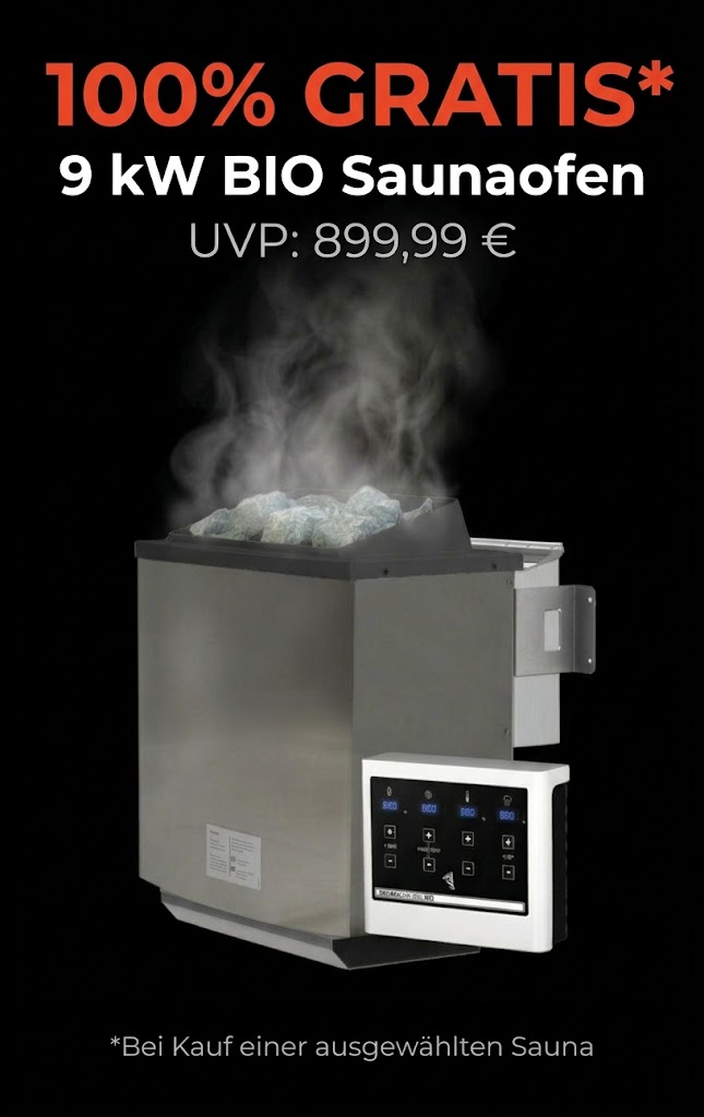 Gratis 9 kW BIO Saunaofen inkl. Steuerung EASY und Steine