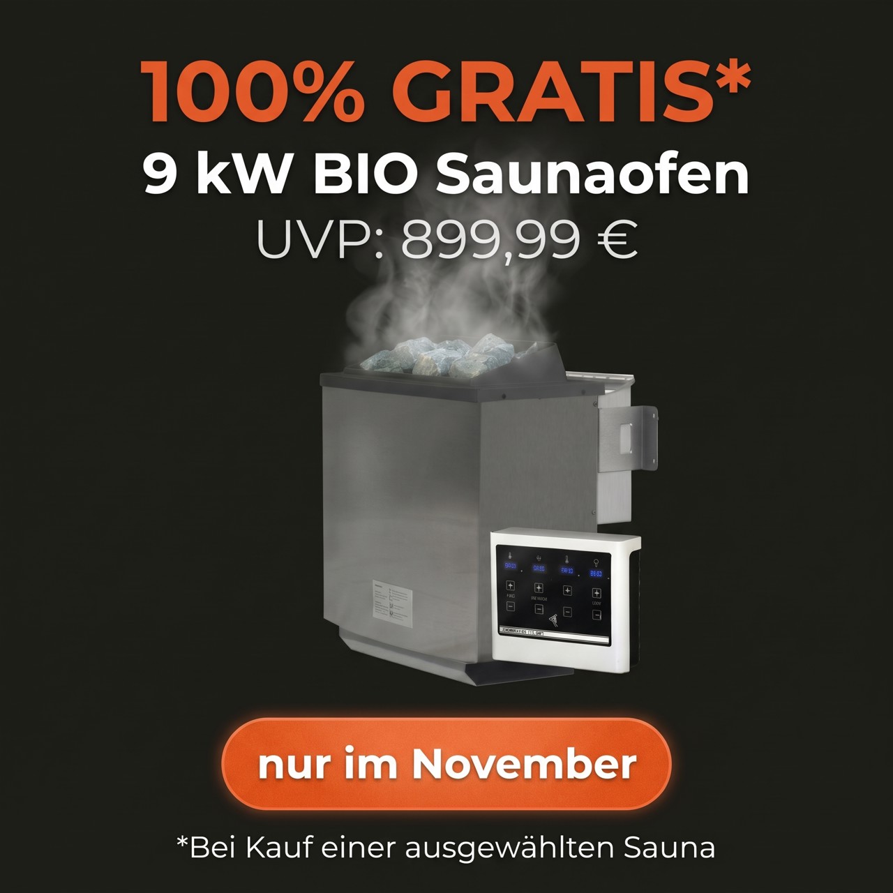 GRATIS BIO Saunaofen 9 kW mit elektronischer Außensteuerung EASY